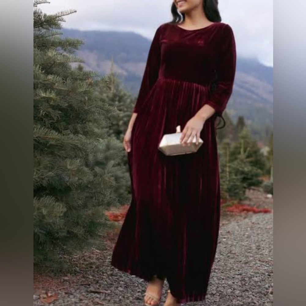 Velvet Burgundy Dress Mother of The Brude or Brides Maid